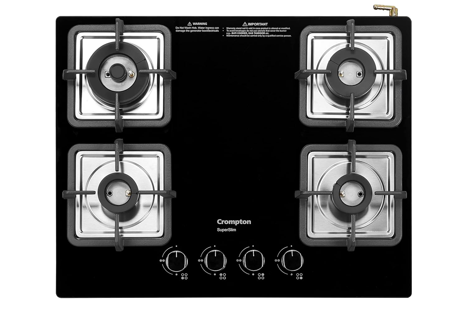 Crompton TAB-SUHB654-MBL SuperSlim Hobs HalfBrass 65cm 4 Burners Midnight Black - Mahajan Electronics Online