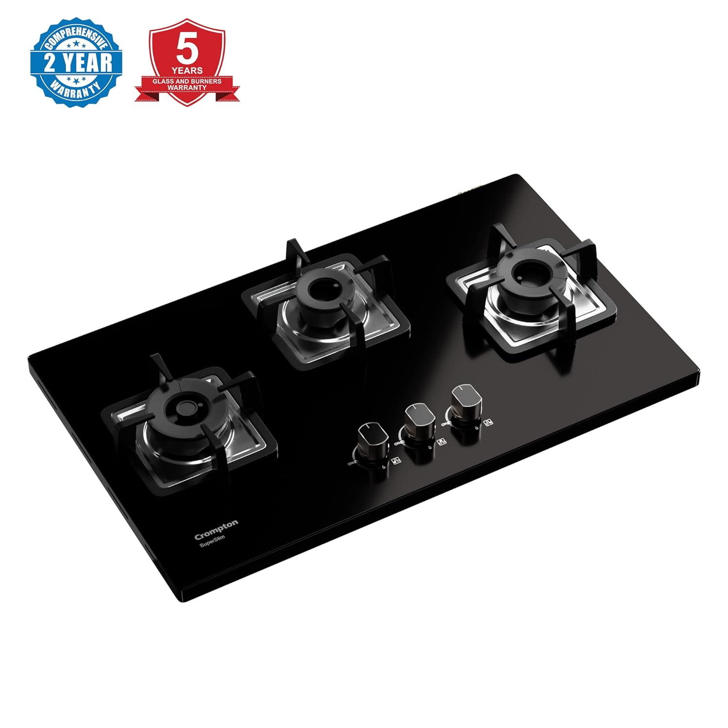 Crompton TAB-SUHB783-MBL SuperSlim Hobs HalfBrass 78cm 3 Burners Midnight Black - Mahajan Electronics Online