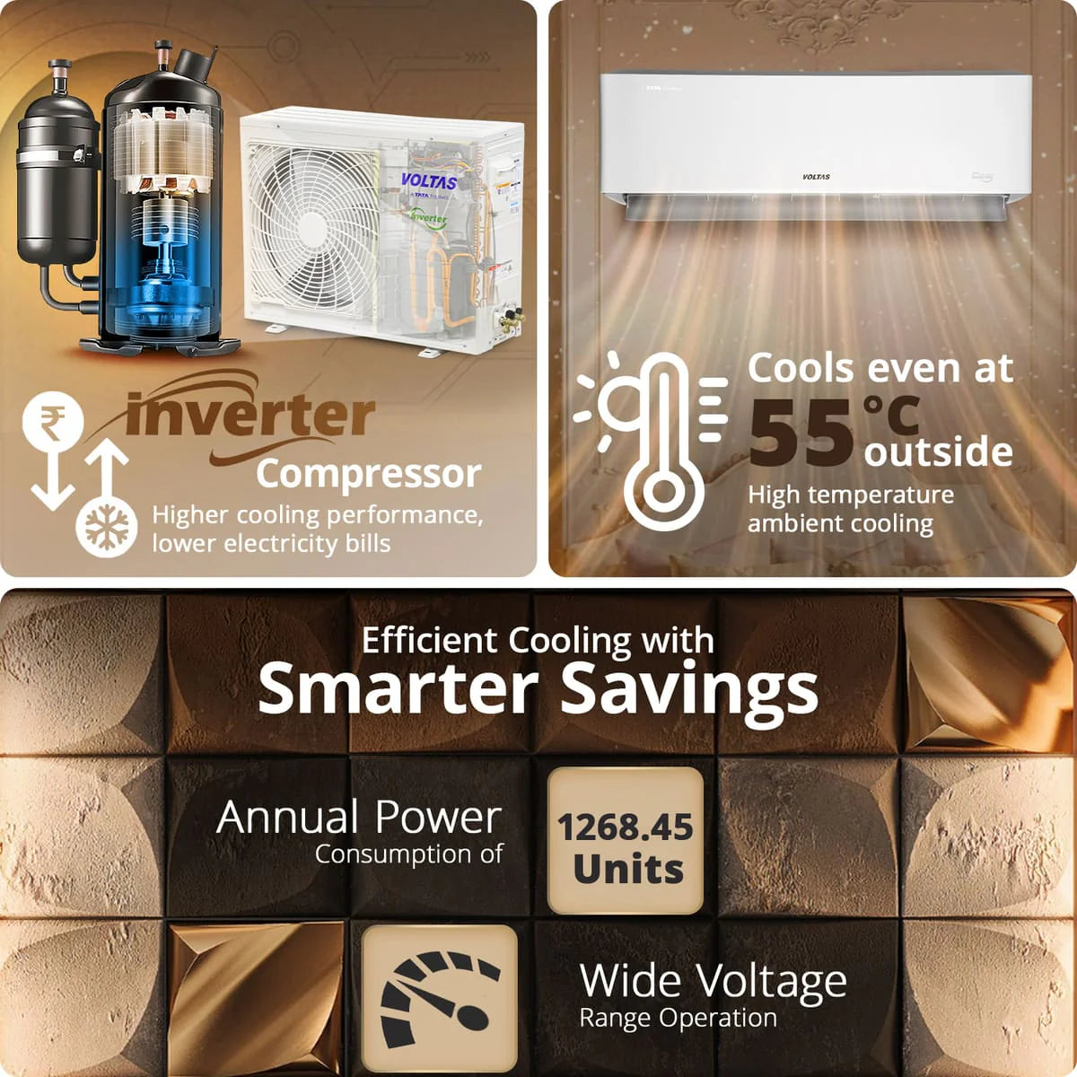 Voltas 243Inv Venus Luxe Adjustable Inverter AC (2026 Series) Heavy-Duty 1.5 Ton, 3 Star Split Ac-Online Mahajan Electronics