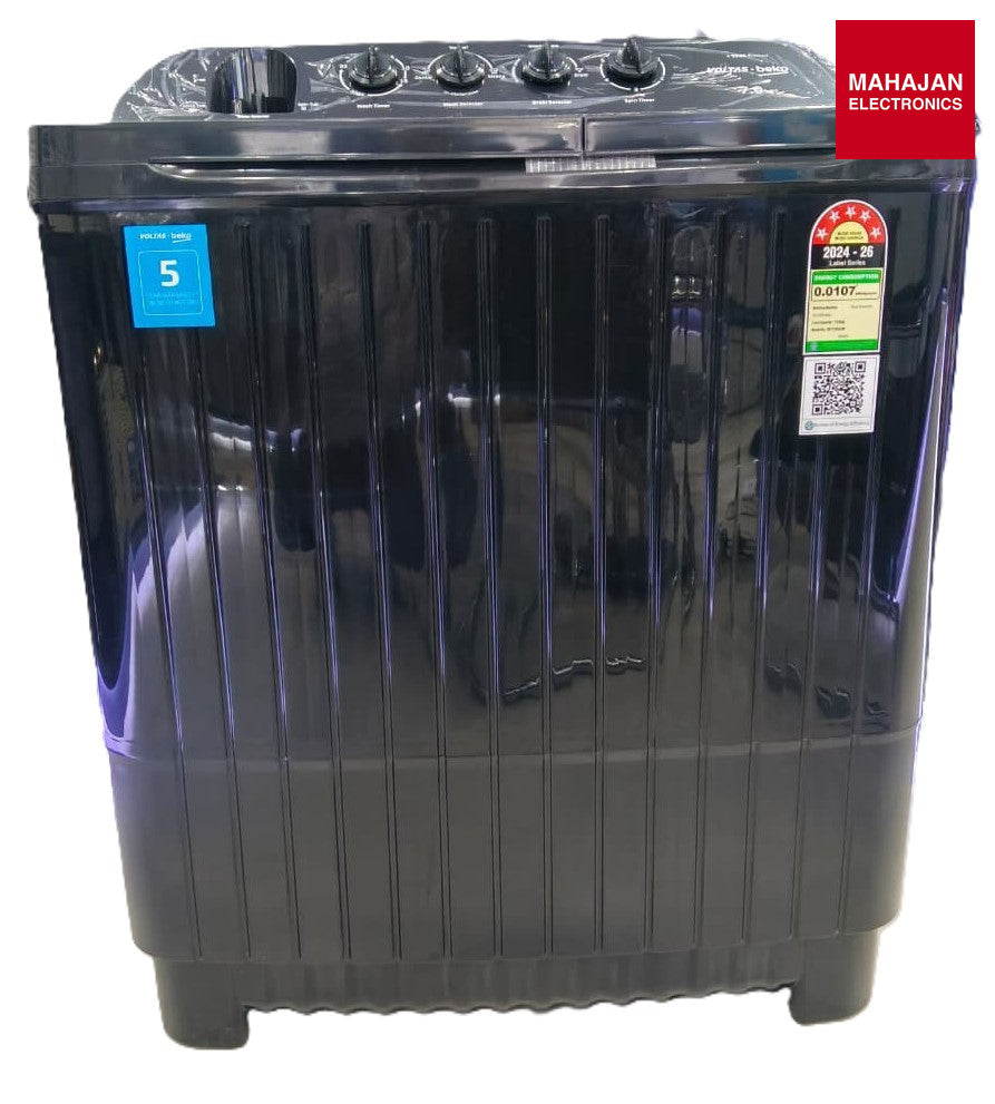 VOLTAS BEKO WTT70DLIM/BKSSBK4GTD 7 Kg 5 Star Semi-Automatic Top Loading Washing Machine (WTT70DLIMBKSSBK4) - Online Mahajan Electronics
