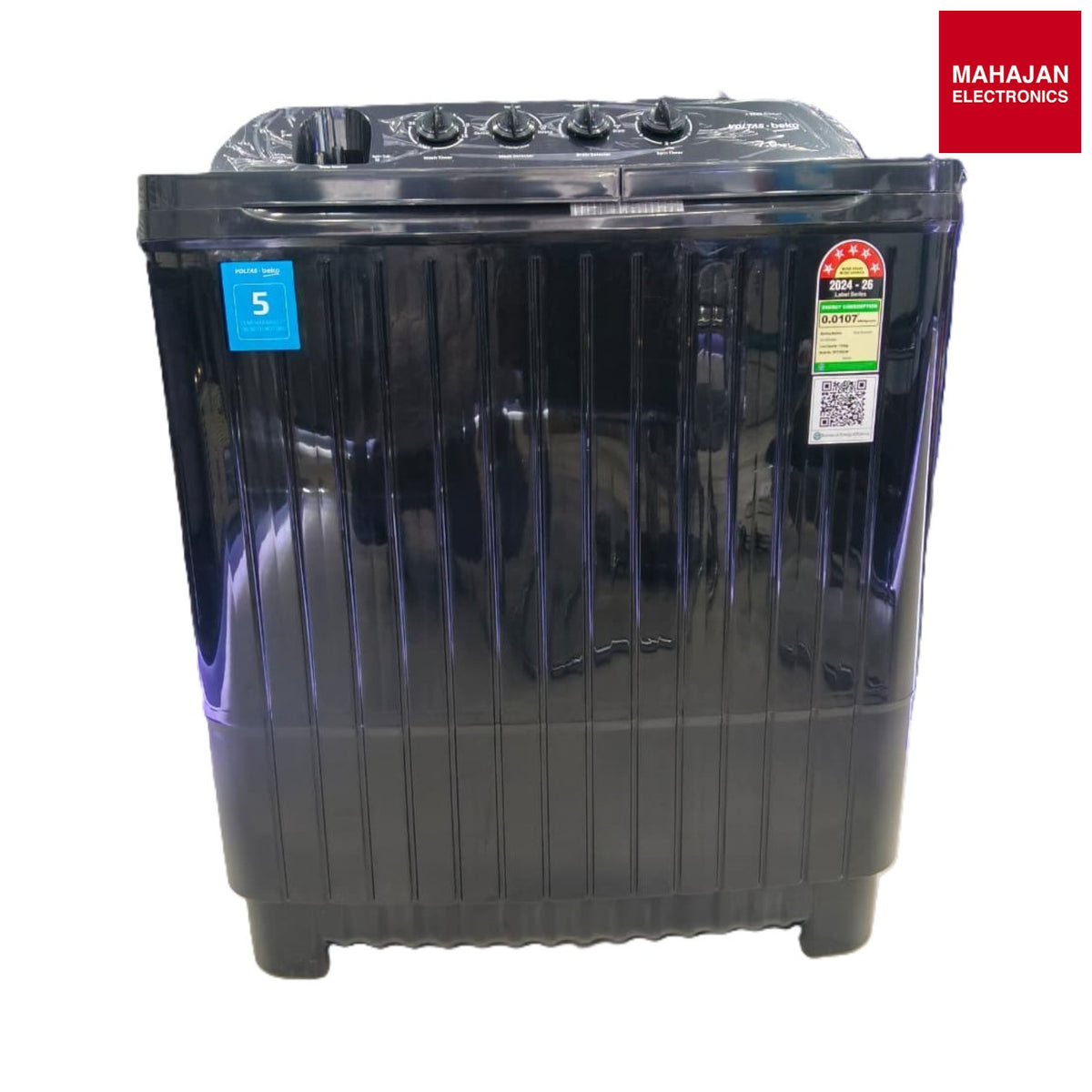 VOLTAS BEKO WTT70DLIM/BKSSBK4GTD 7 Kg 5 Star Semi-Automatic Top Loading Washing Machine (WTT70DLIMBKSSBK4) - Online Mahajan Electronics