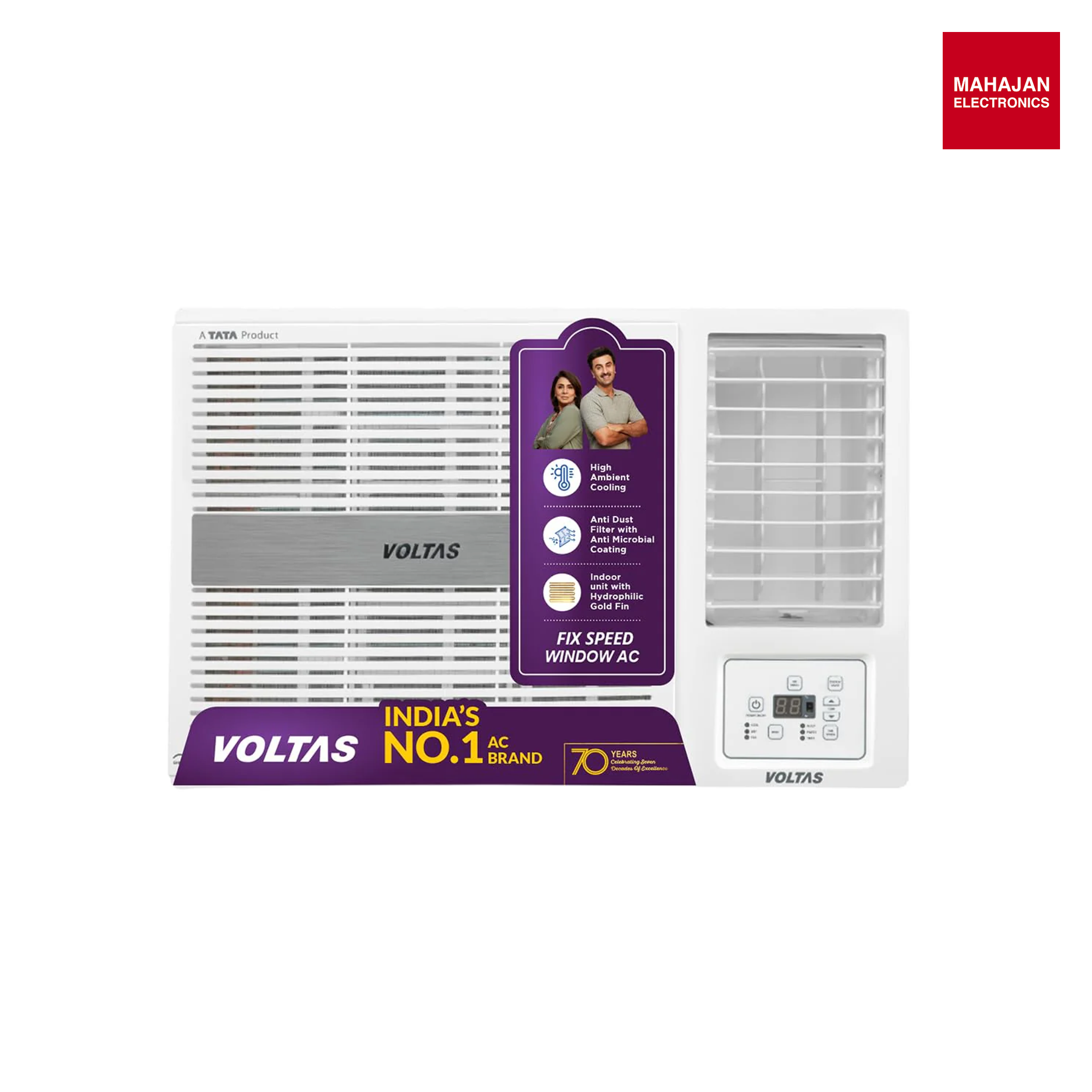 Voltas 182FS PEARL 1.5 ton 2 Star Fixed Speed Window AC (Copper, Anti Dust Filter, 2-Way Air Swing, Memory Restart, Sleep Mode (, White) Mahajan Electronics