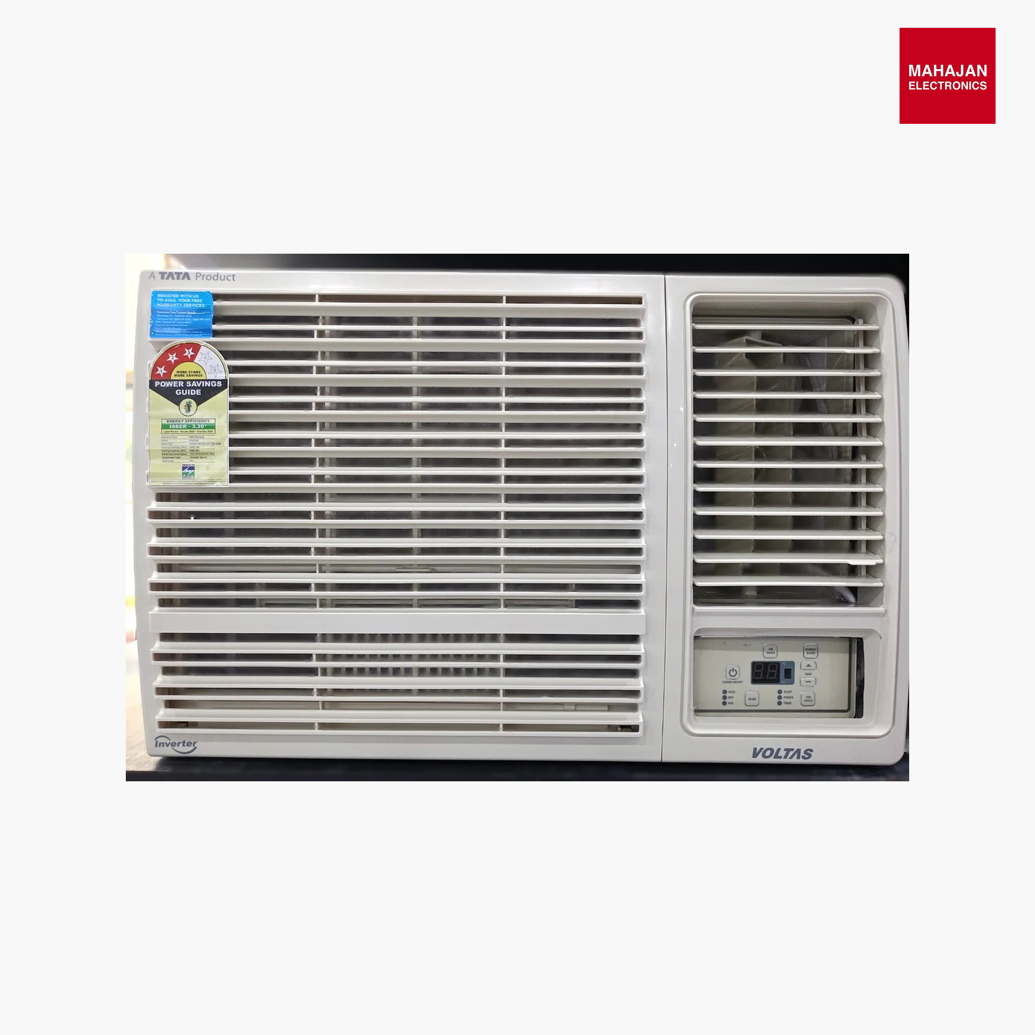 Voltas 183INV CRYSTAL, White 1.5 ton 3 Star Inverter Window AC (Copper, 2-in-1 Cooling Modes, Anti-Dust Filter, 2-Way Swing, Memory Restart, Sleep Mode | Made in India-Online Mahajan Electronics