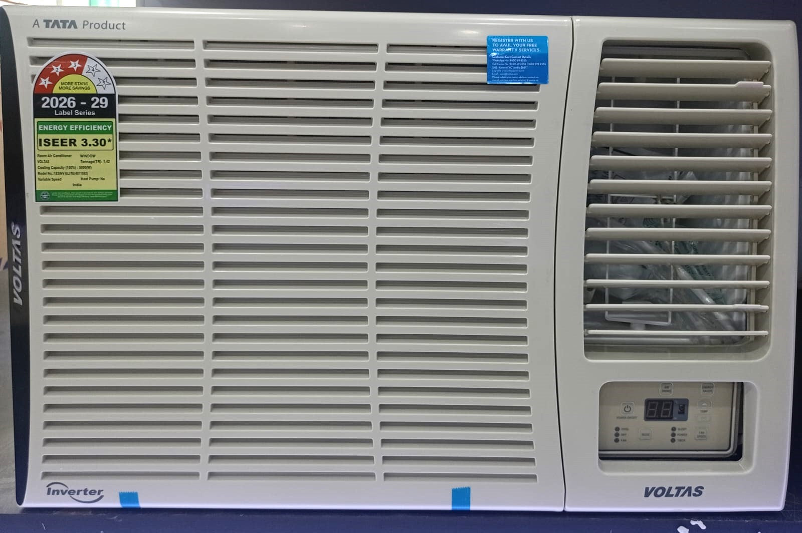 Voltas 183Inv Elite (2026 Series) 1.5 Ton 5 Star Inverter Window AC – Copper Condenser, Turbo Cooling, High Ambient Cooling up to 52°C, R32 Refrigerant-Online Mahajan Electronics