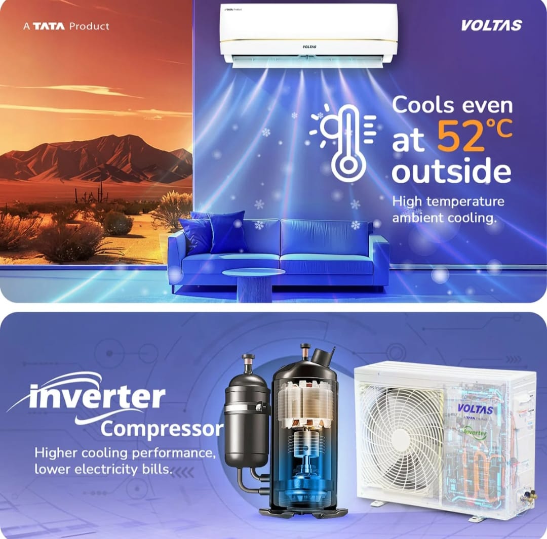 Voltas 183Inv Vertis Zenith Gold-1  1.5 Ton 3 Star Inverter Split AC (2026 Series)-Online Mahajan Electronics