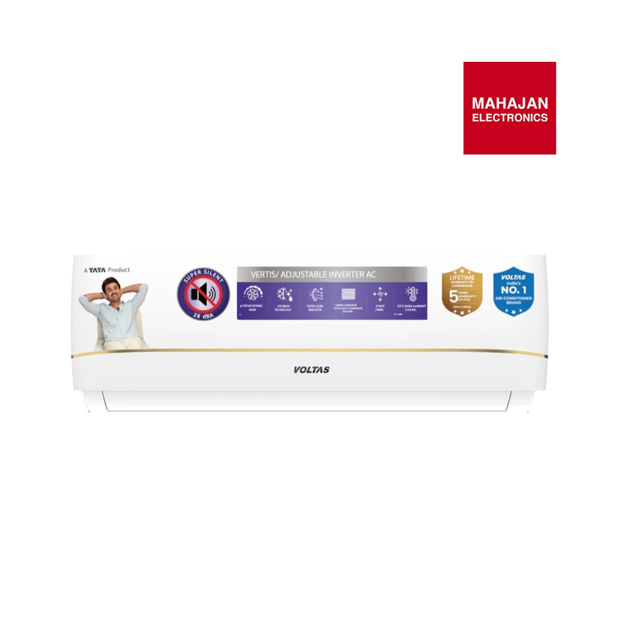 Voltas 183Inv Vertis Zenith Gold-1  1.5 Ton 3 Star Inverter Split AC (2026 Series)-Online Mahajan Electronics