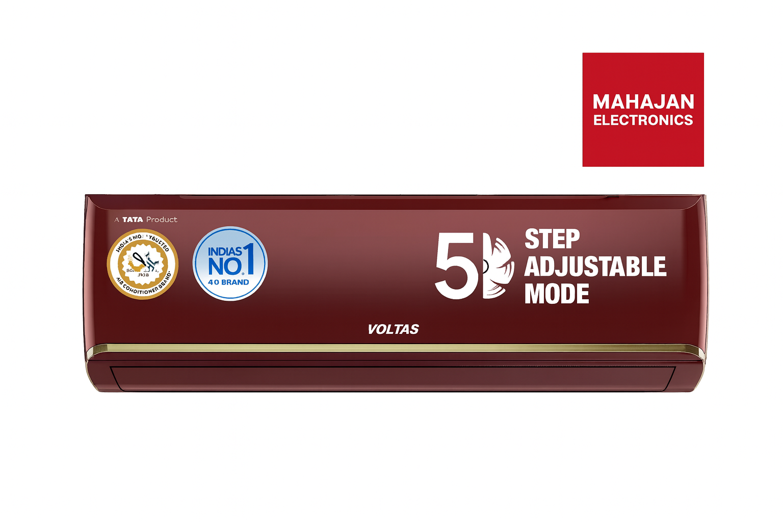 Air conditioner with Mahajan Electronics logo on a white background