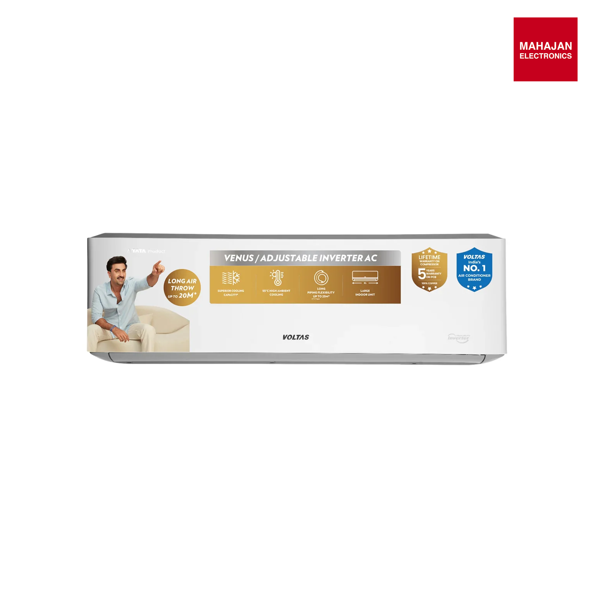 Voltas 243Inv Venus Luxe Adjustable Inverter AC (2026 Series) Heavy-Duty 1.5 Ton, 3 Star Split Ac-Online Mahajan Electronics