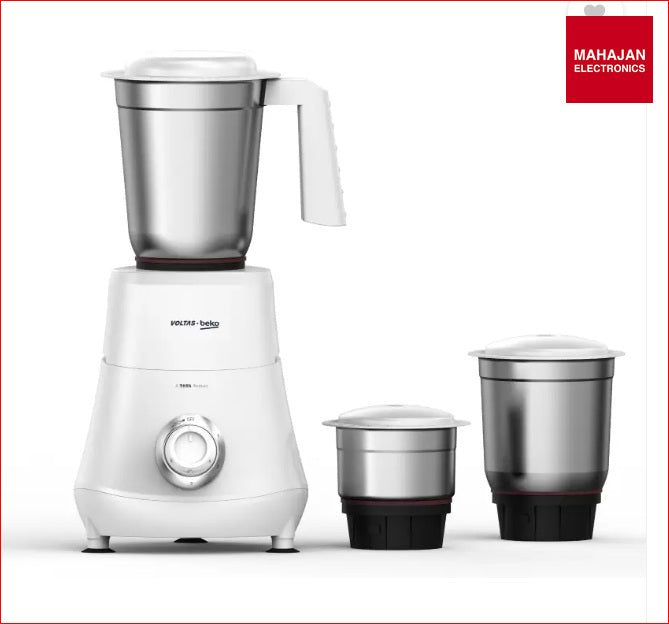 Voltas Beko 500W Mixer Grinder (G5003HP-WH, White) | 3 Jars | 20,000 RPM | Stainless Steel Blades | Compact Design Voltas Beko – Mahajan Electronics Online.