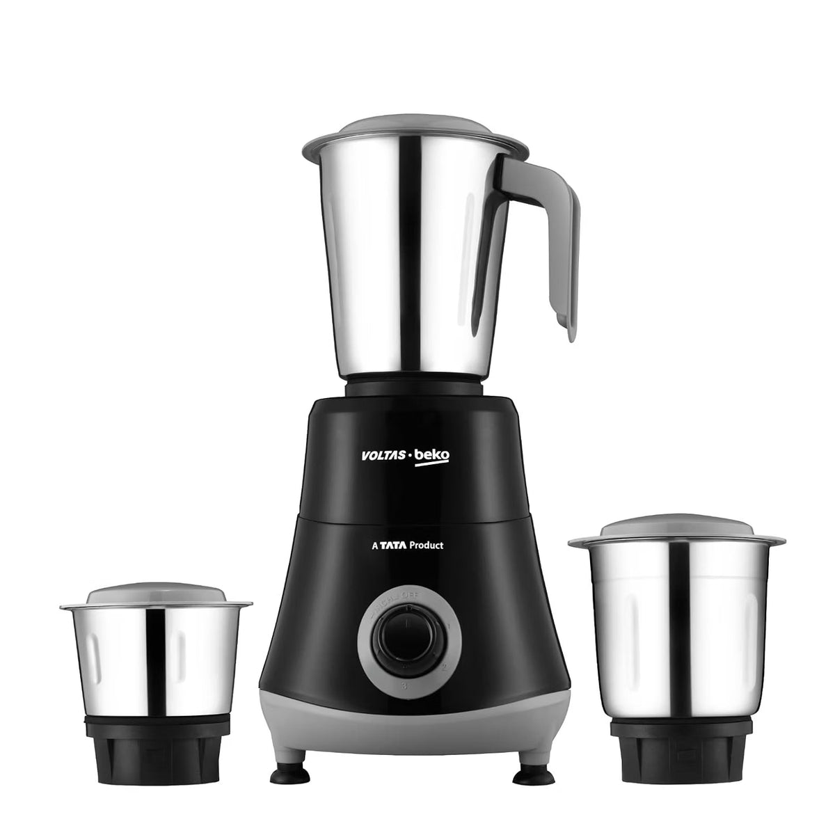 Voltas Beko G5253HP-BG 525W Mixer Grinder | GrindX Technology | 3 Stainless Steel Jars | Black & Grey-Online Mahajan Electronics