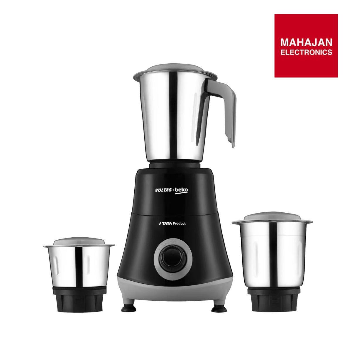 Voltas Beko G5253HP-BG 525W Mixer Grinder | GrindX Technology | 3 Stainless Steel Jars | Black & Grey-Online Mahajan Electronics