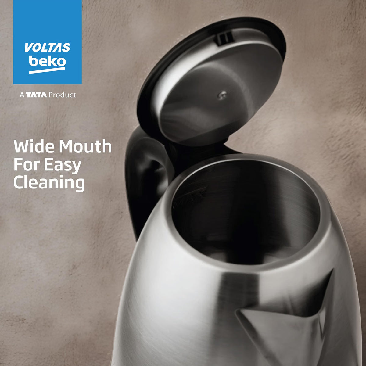 Voltas Beko K135X15H-SL 1.5 L Electric Kettle | 1350W Fast Boil | Stainless Steel | Auto Cut-Off &amp; Dry-Boil Protection | Silver-Online Mahajan Electronics