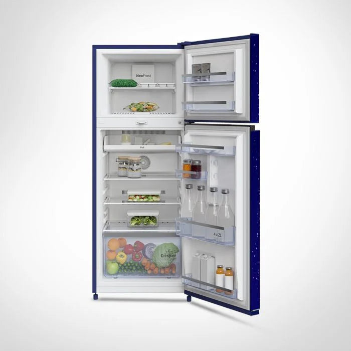 Voltas Beko RFF284C/2WPV100RBBDP 245 L 2 Star Frost Free Double Door Refrigerator | Neo Frost Dual Cooling | ProSmart Inverter Compressor | Blossom Blue-Online Mahajan Electronics