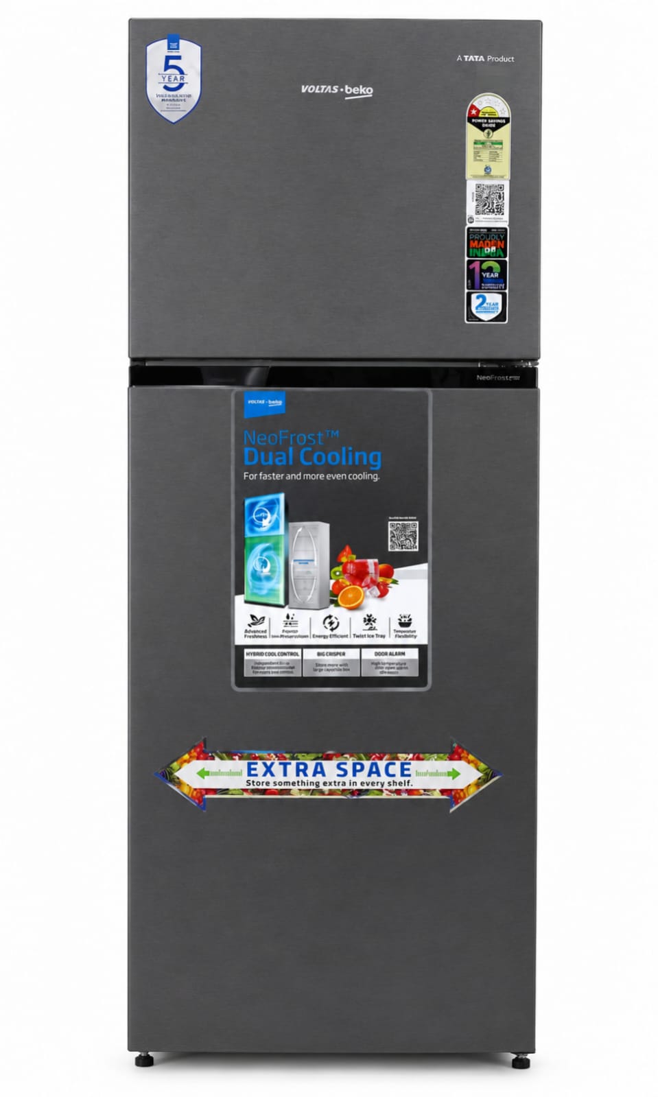 Voltas_Beko_RFF334D_1WPV100RXBD_283L_1_Star_Frost_Free_Double_Door_Refrigerator_Wooden_Black_ProSmart_Inverter_Compressor-Online_Mahajan_Electronics