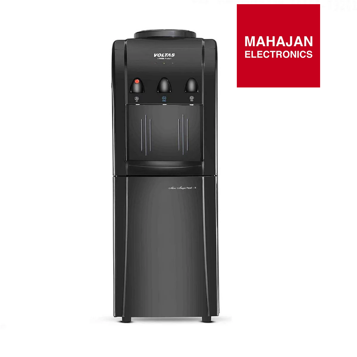 Voltas Mini Magic Pearl RB Water Dispenser – Floor Mounted, 3 Temperature Modes, Black | Cooling Cabinet | 20L Storage | Made in India