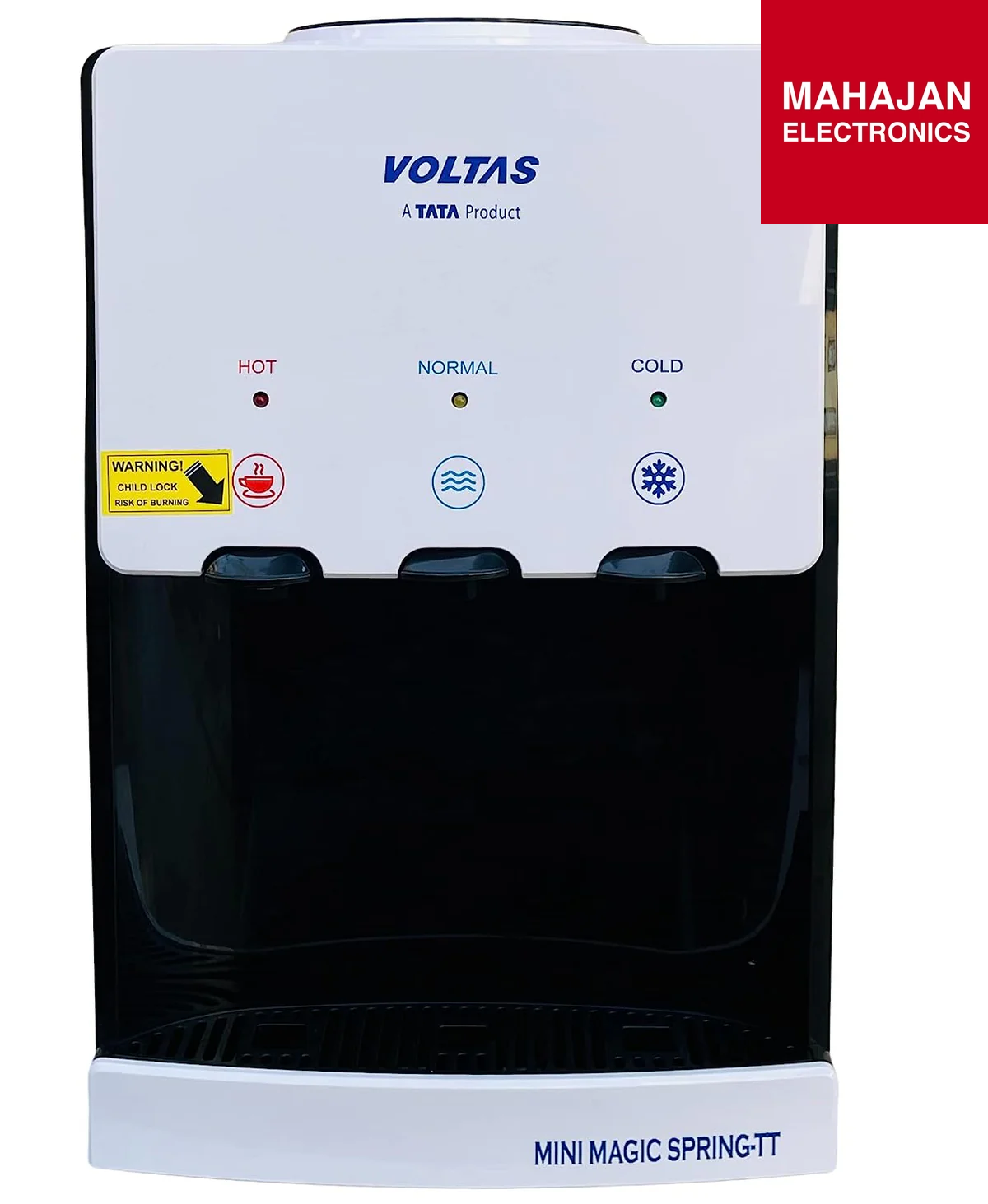 Voltas Spring TT Plus Table Top Water Dispenser (White &amp; Black) | 3 Temperature Taps | Child Lock | Compact Design | Made in India