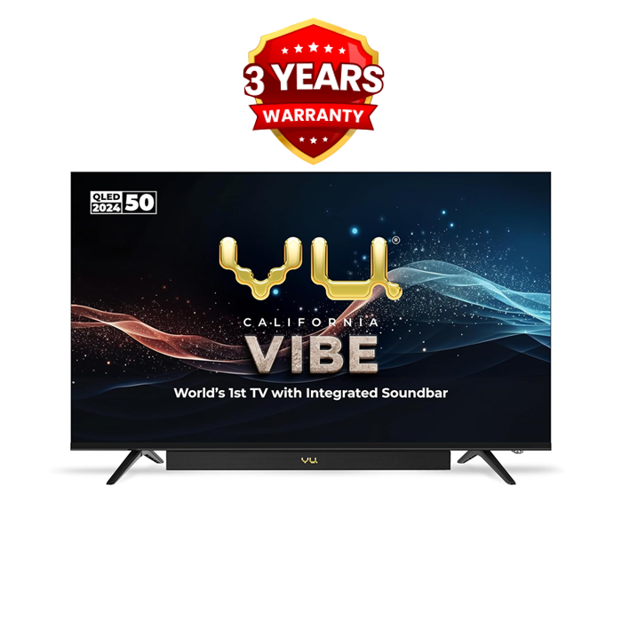 Vu 50 VIBE 126cm (50 inches) 3 Years Complete Warranty Vibe Series QLED Google TV Smart (Black)