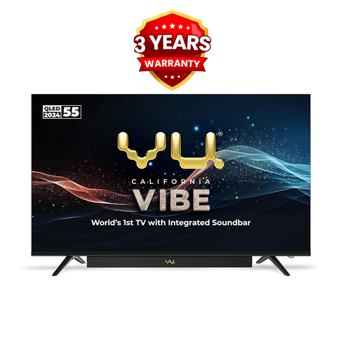 Vu 55 VIBE  139cm (55 inches) 3 Years Complete Warranty Vibe Series QLED 4K Google TV Smart (Black)