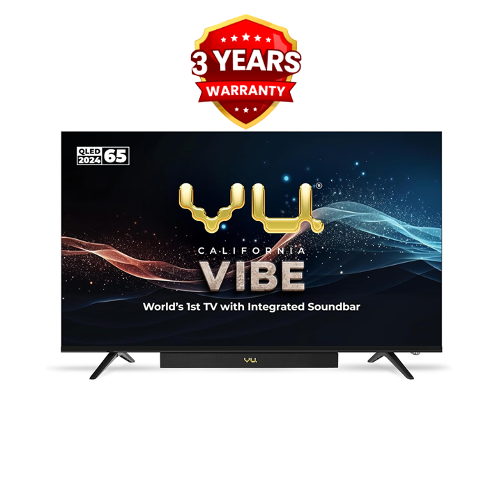 Vu 65 VIBE  164cm (65 inches) 3 Years Complete Warranty Vibe Series QLED 4K Google TV Smart (Black)