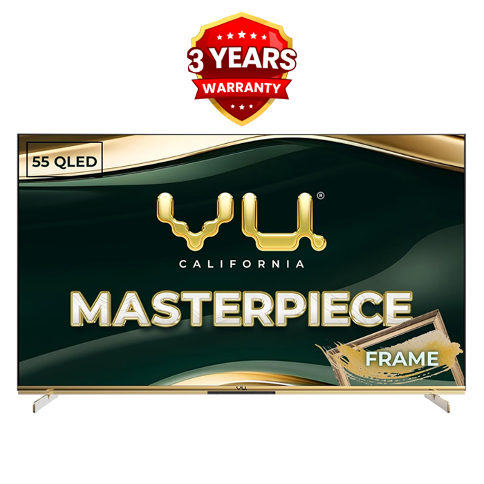 Vu 55 MASTERPIECE  With 3 years Warranty Brand Warranty (55 inches) Masterpiece Frame Series 4K QLED TV (Armani Gold) 2025