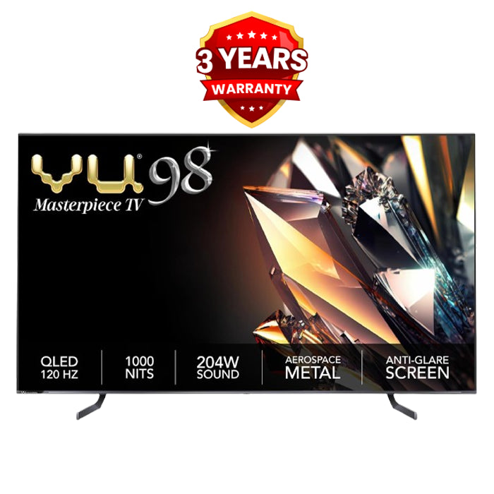 Vu 98QV 98 inches Masterpiece 3 Years Complete Warranty Series 4K Ultra HD Smart QLED TV  |(Jetplane Grey)