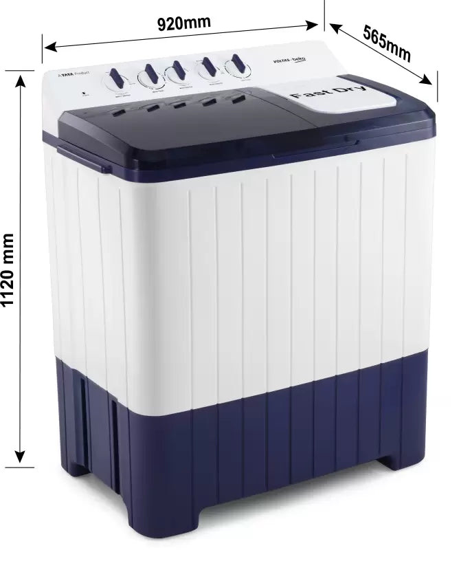 Voltas Beko WTT140UPA/BL5KPTD 14 Kg Semi Automatic Top Load Washing Machine Blue White - Mahajan Electronics Online
