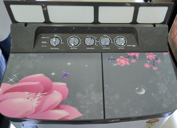 Voltas Beko WTT80DGRG/FLRB5 Kg Star Semi Automatic Top Load Washing  Machine Double Waterfall Glass Lid IPX4 Control Mahajan Electronics  - Main Image