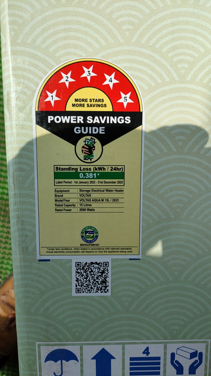 Voltas Aqua M 15L Star Storage Water Geyser Copper Heating Element