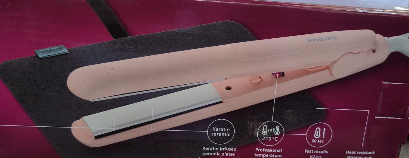 Philips BHS286/00 Kera Shine Straightener (Cream Pink)