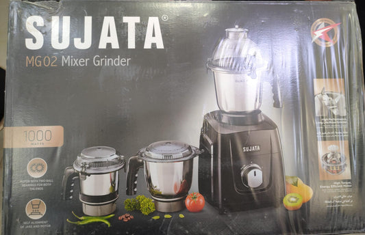 SUJATA MG01- Black 1000W Mixer Grinder (3 Jars, Black) 2024 Mahajan Electronics Online