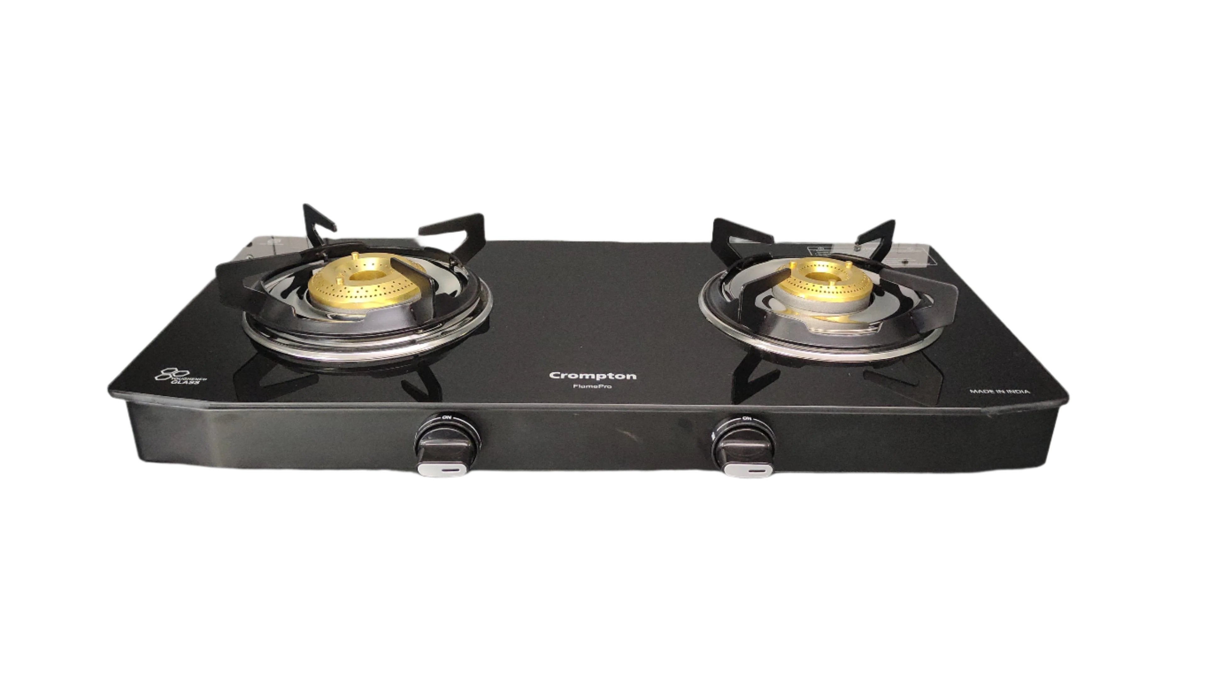 Crompton CKT-FPR652-MSB 2 Burner Gas Stove | Wide Body Design | 1 Medium and 1 Small Brass Burners Mahajan Electronics Online