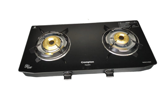 Crompton CKT-FPR652-MSB 2 Burner Gas Stove | Wide Body Design | 1 Medium and 1 Small Brass Burners Mahajan Electronics Online