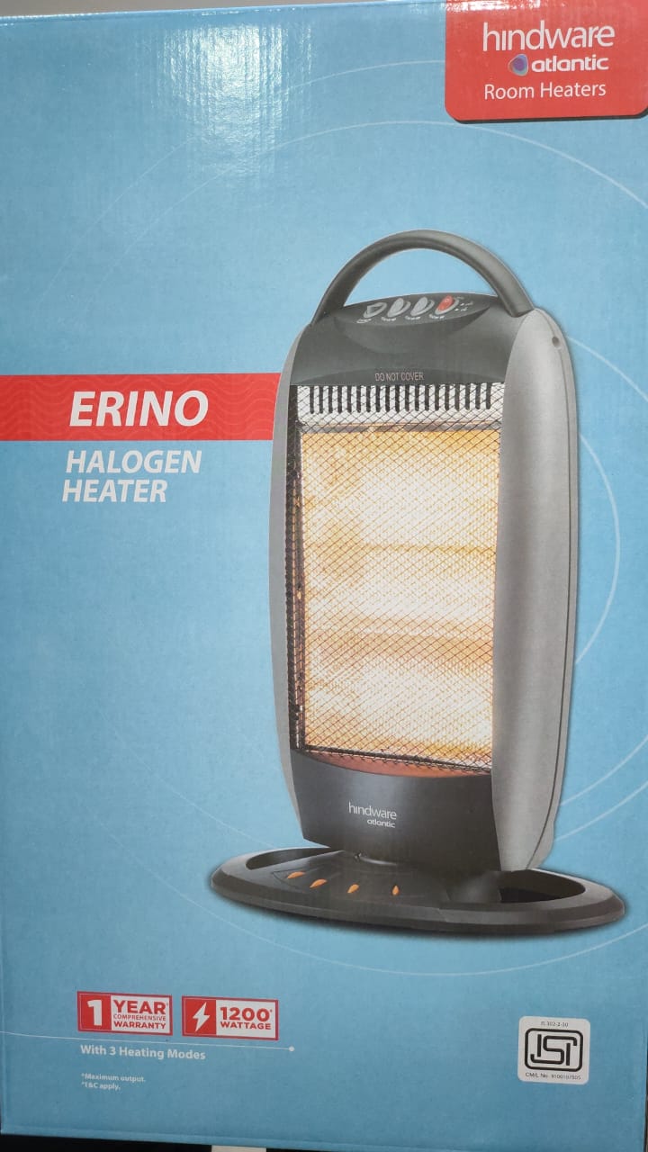 Hindware Atlantic 1200-Watt Halogen Room Heater- Erino , Grey, (HHRHEN21GNL1) Mahajan Electronics Online