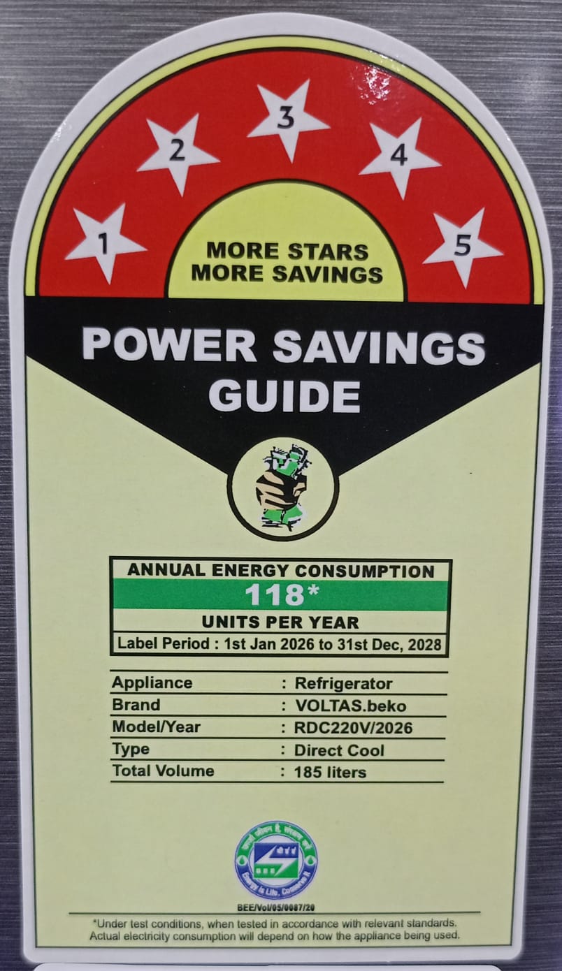 Voltas Beko VOLTBEK - RDC220V / 5W0DGETM000UGD 185L 5 Star Single Door Refrigerator Dark Grey,  | Direct Cool | Fresh Box Technology | Energy Efficient Mahajan Electronics Online
