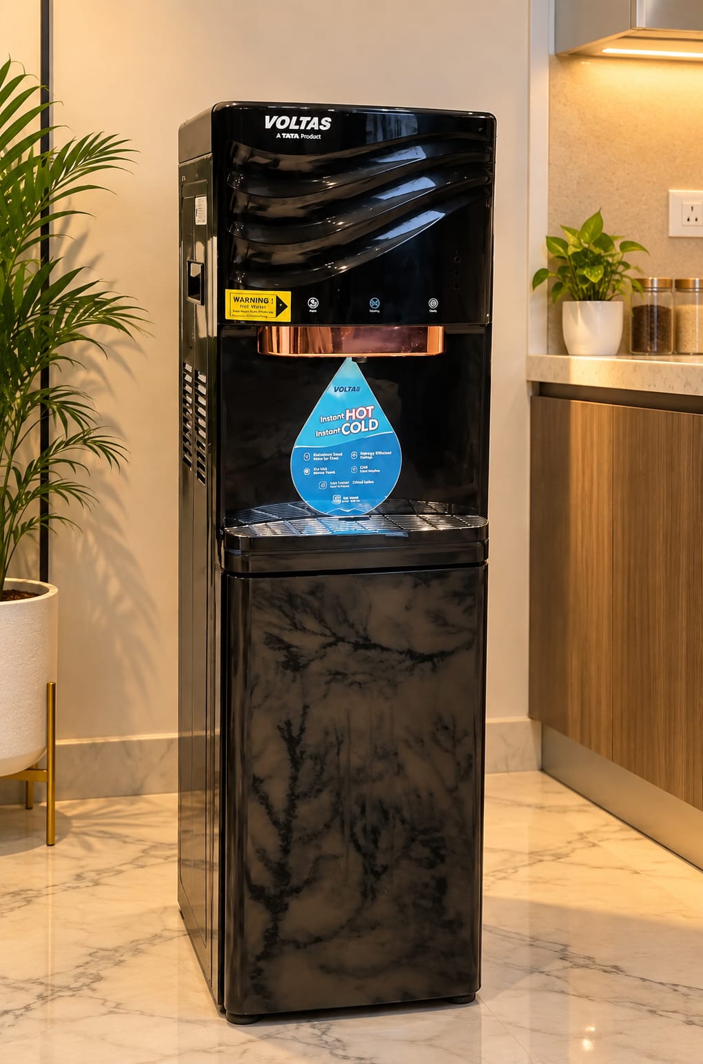 Voltas Mini magic BL – Black/CU Chrome Bottom Load Water Dispenser , Hot & Cold with Room Temperature Water Voltas   online mahajan electronics