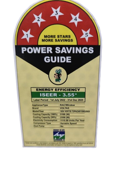 Voltas 185V Vertis Topaz 1.5 Ton 5 Star Inverter Window AC – Copper Condenser, R32 Refrigerant, High Ambient Cooling, Made in India Mahajan Electronics online