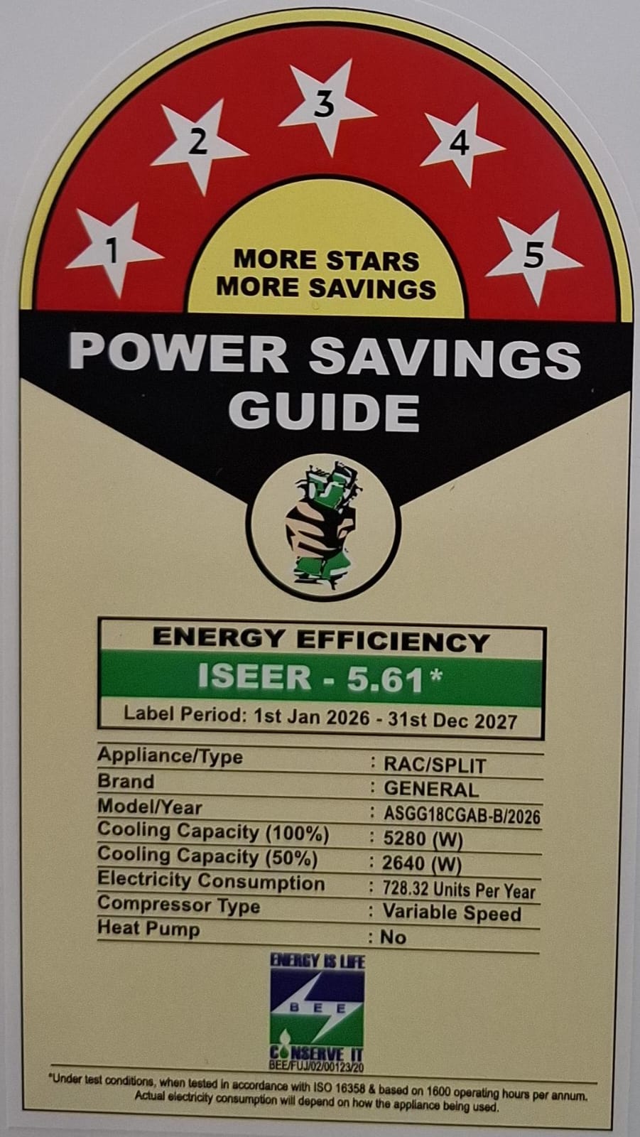 O’General ASGG18CGAB-B 1.5 Ton 5 Star Inverter Split Ac (2026) with Copper Condenser, R32 Refrigerant-Online Mahajan Electronics