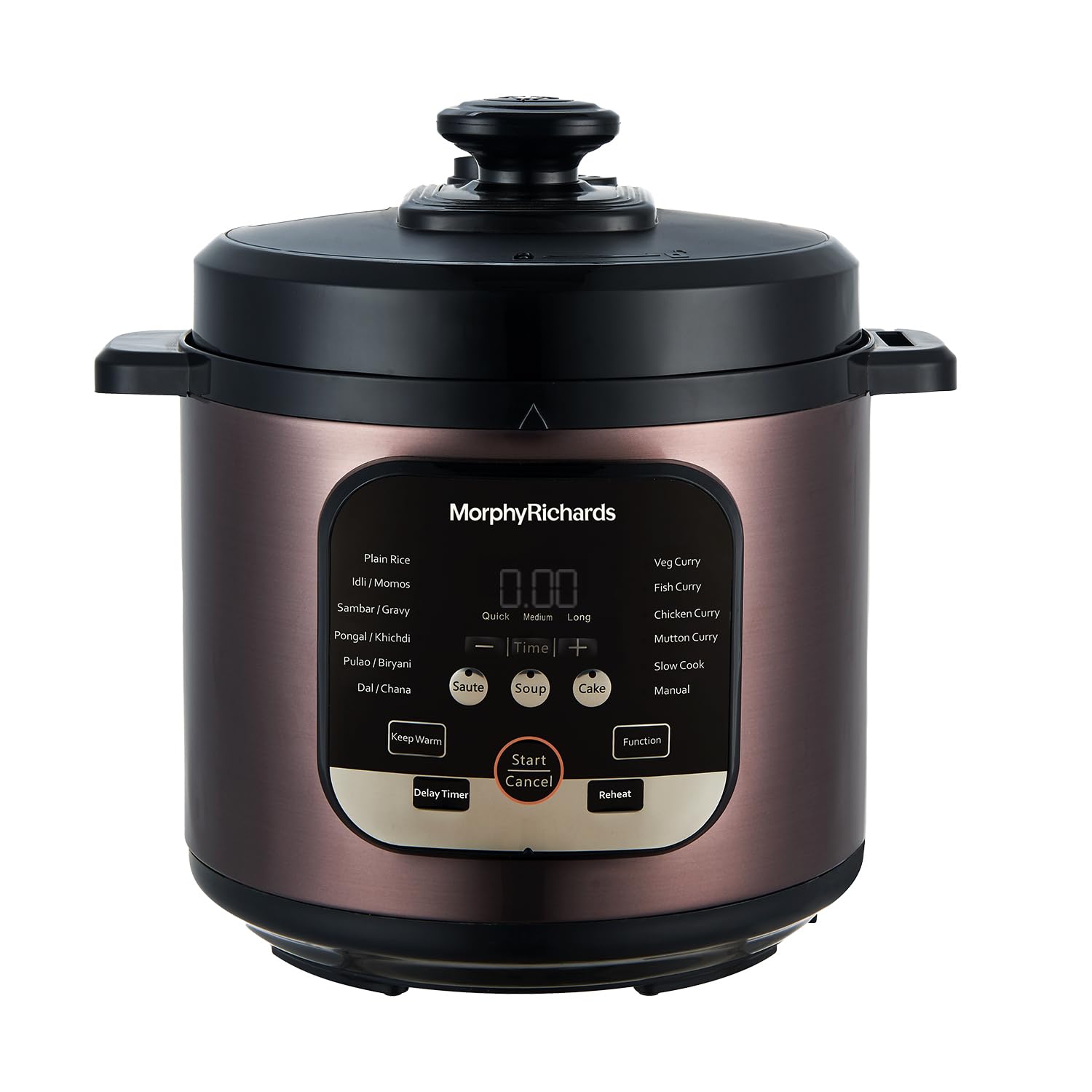 Morphy Richards WizPot 6 Litres 1000W Electric Pressure Cooker| Customised Preset for Indian Cooking| Automatic Shut-Off| Metallic Brown - Mahajan Electronics Online