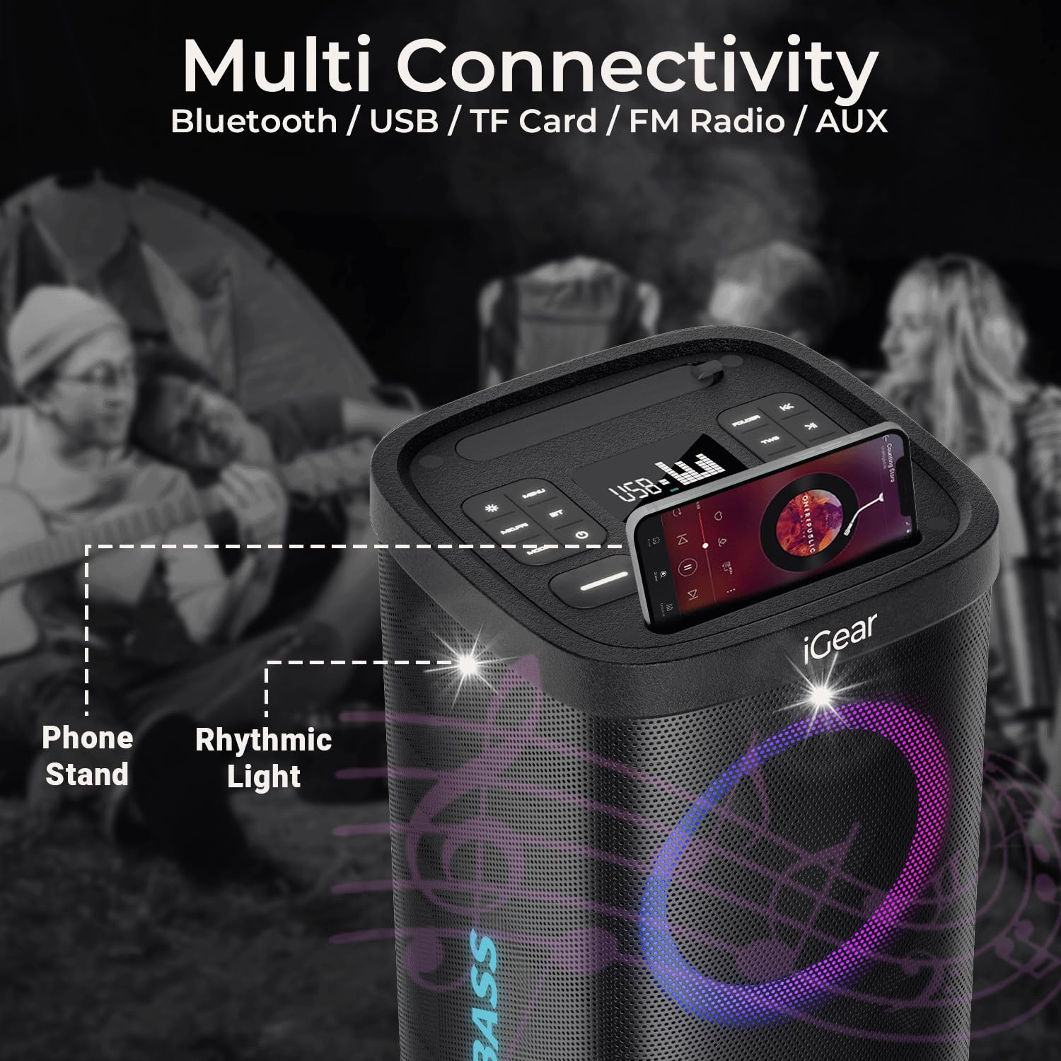 IGear X-Bass 100 Speaker Type Tower Connectivity Technology Bluetooth Special Feature Bass Boost, Usb Port, Shockproof - Mahajan Electronics Online
