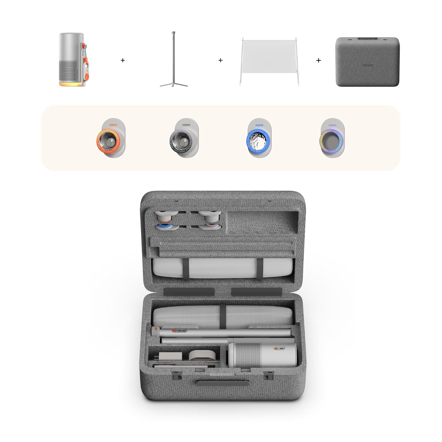 XGIMI MoGo 4 Laser Outdoor Projector Set – 550 ISO Lumens | Google TV with Netflix | 1080p Full HD | Built-in Battery + PowerBase (Up to 5 Hours) 