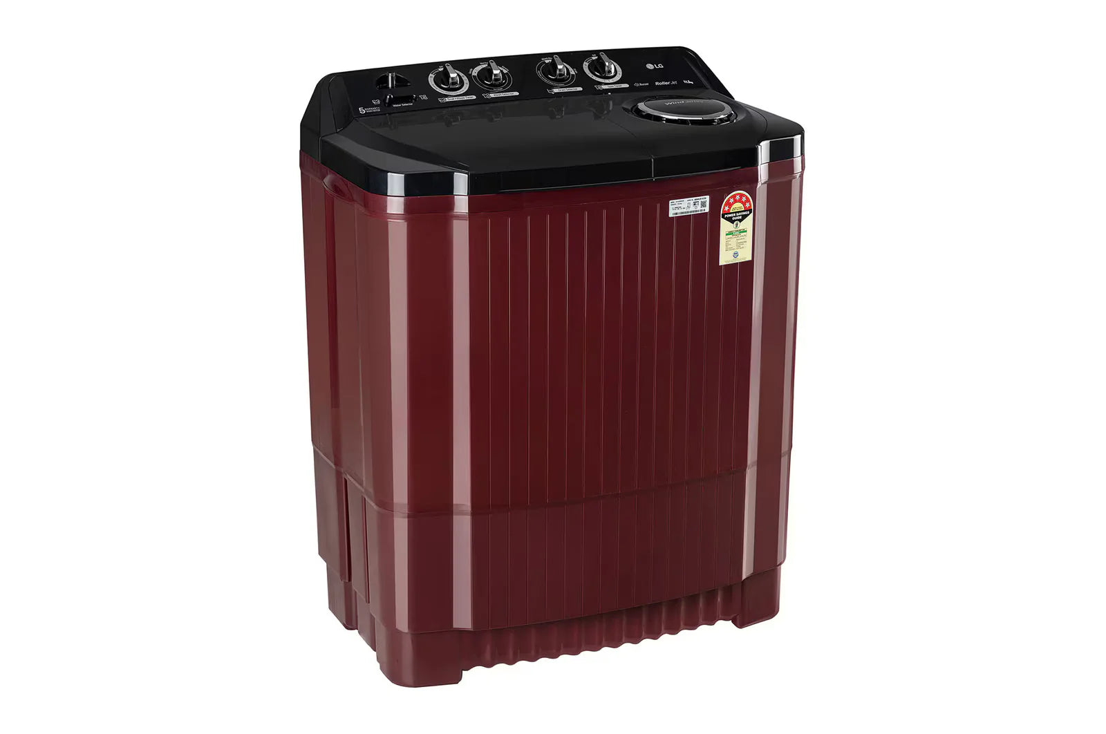 LG P115ASDAZ 11.5Kg Semi Automatic Top Load Washing Machine, Roller Jet Pulsator + Soak, Burgundy Mahajan Electronics Online