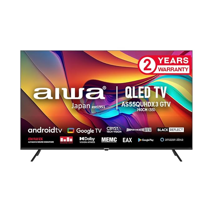 AIWA QLED TV AS55QUHDX3 139 CMS (55 Inch) Ultra HD 4K Smart Android Google 2 Years Warranty - Mahajan Electronics Online