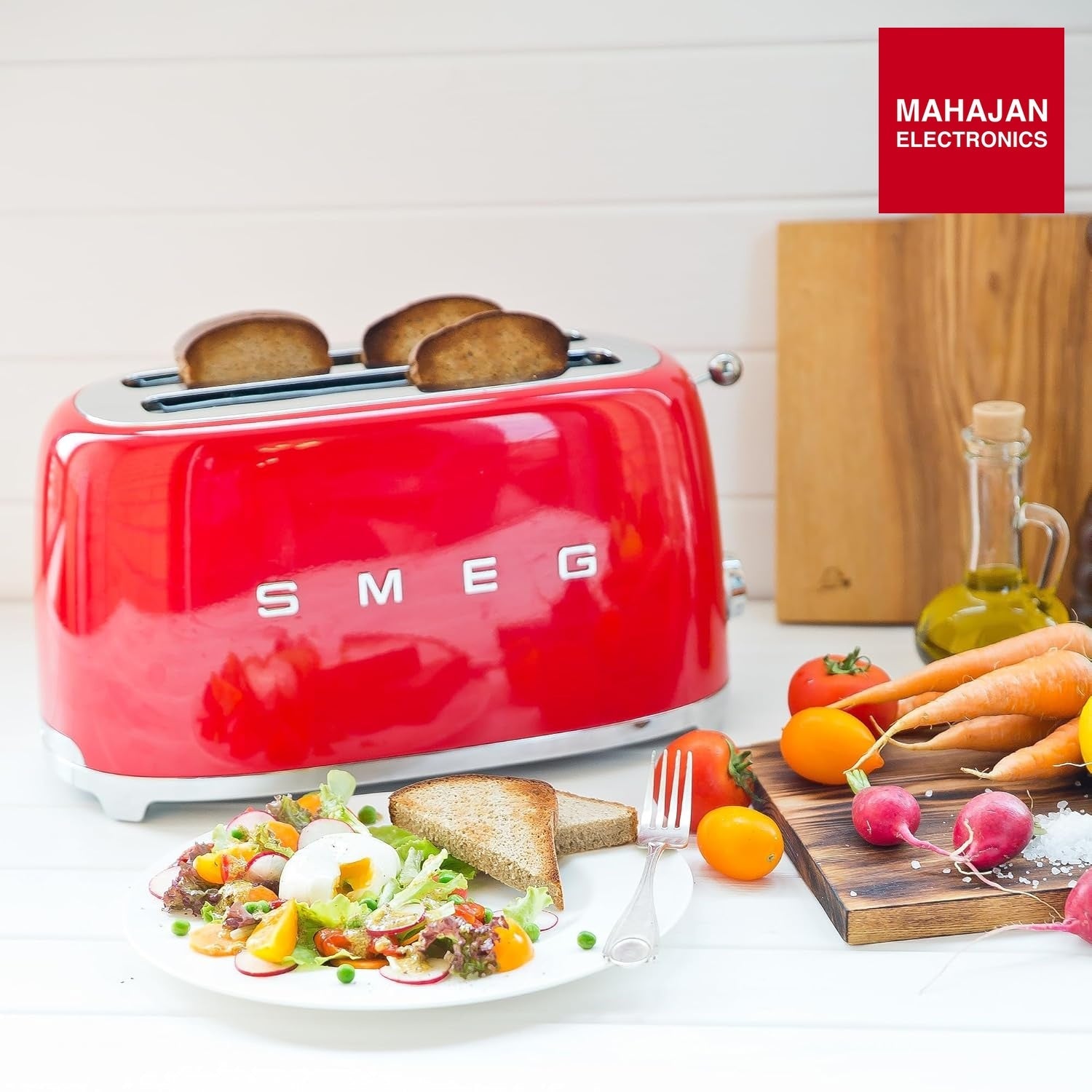 Smeg TSF02RDEU Toaster, 2 Extra Wide Slot Original Italian Brand, Auto Center for Even Browning, Smart Crumb – Mahajan Electronics Online.