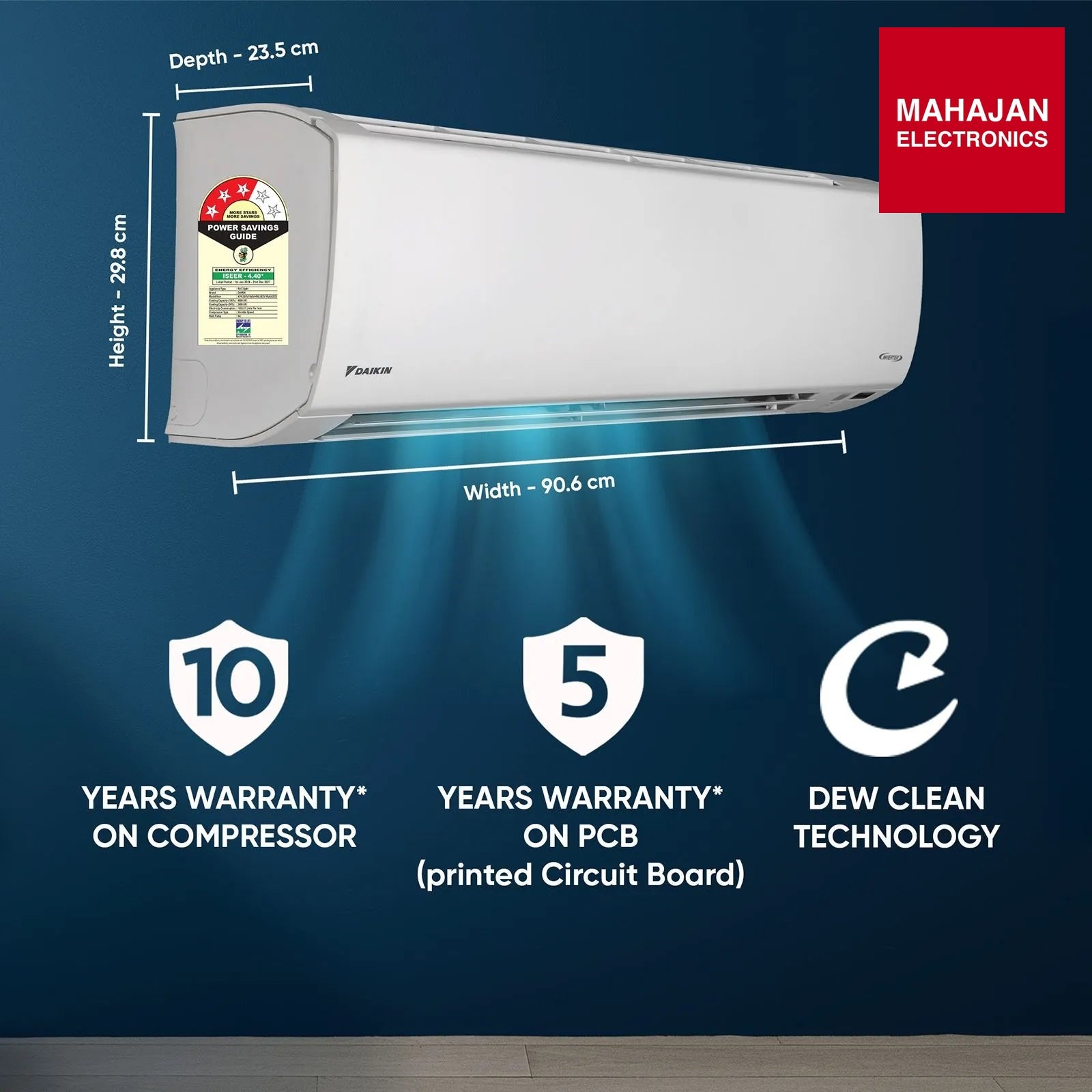 Daikin FTKL50XV16VAA 1.5 Ton 3 Star Inverter Split AC | Copper Condenser | PM2.5 Filter | Dew Clean – Mahajan Electronics Online.