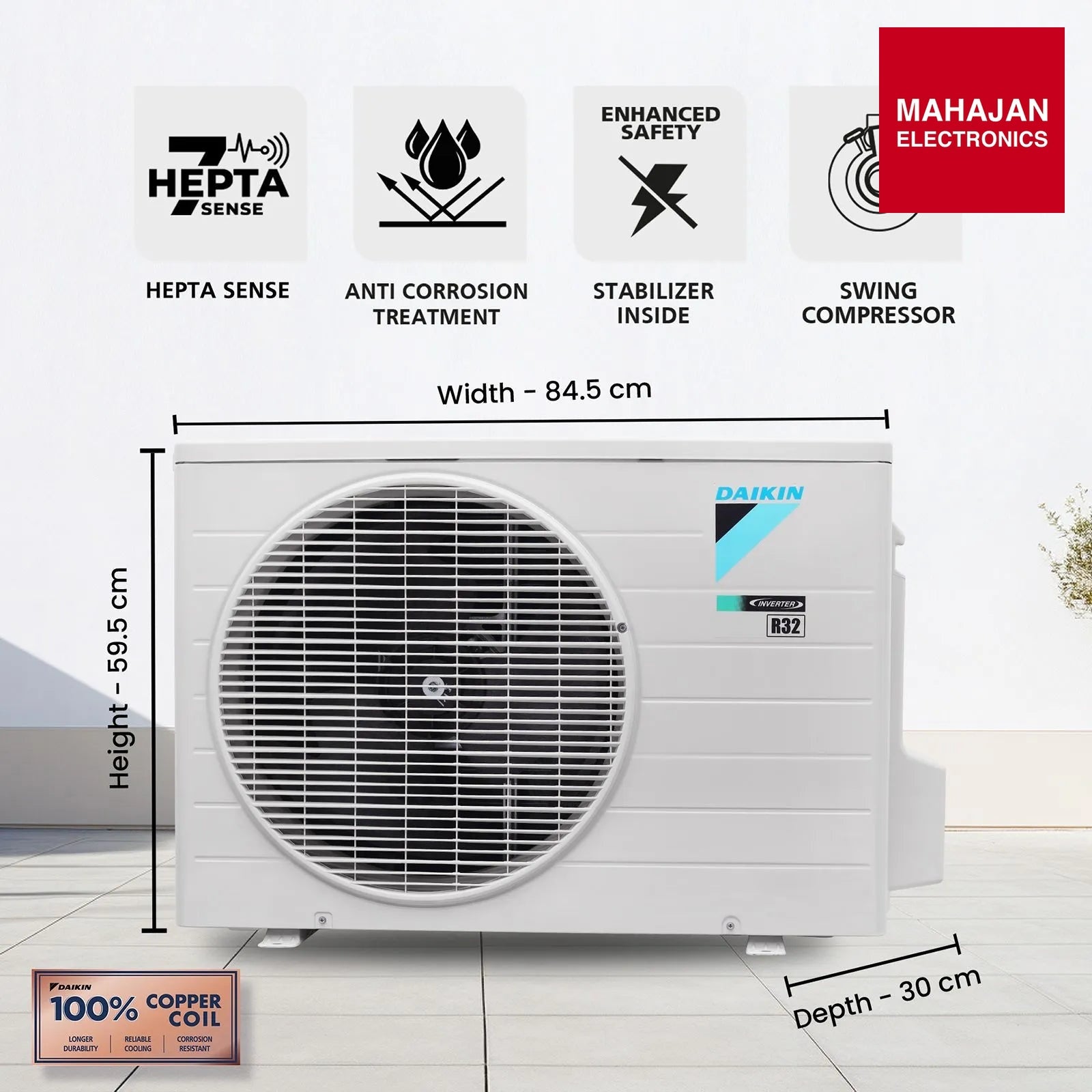 Daikin FTKL50XV16VAA 1.5 Ton 3 Star Inverter Split AC | Copper Condenser | PM2.5 Filter | Dew Clean – Mahajan Electronics Online.