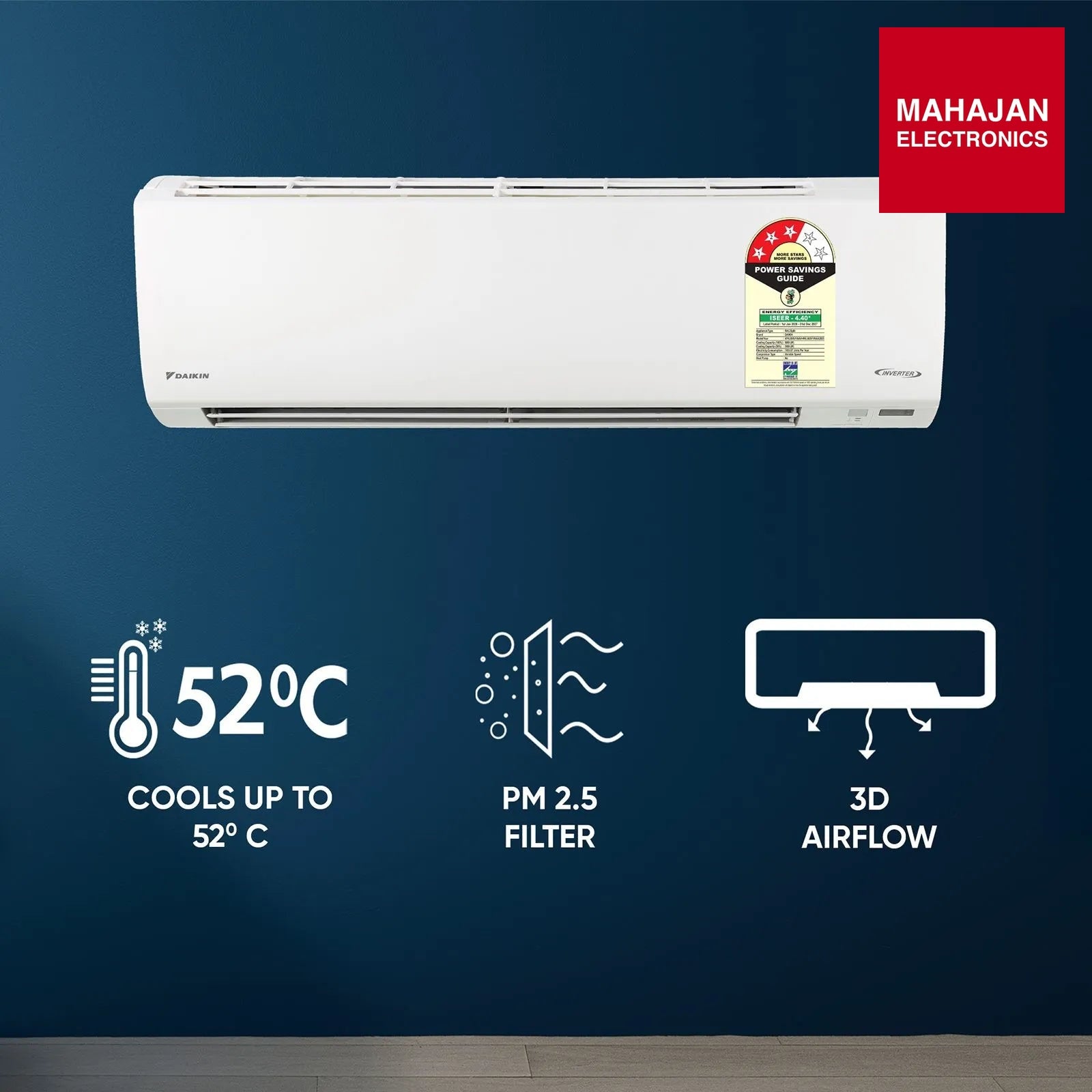 Daikin FTKL50XV16VAA 1.5 Ton 3 Star Inverter Split AC | Copper Condenser | PM2.5 Filter | Dew Clean – Mahajan Electronics Online.