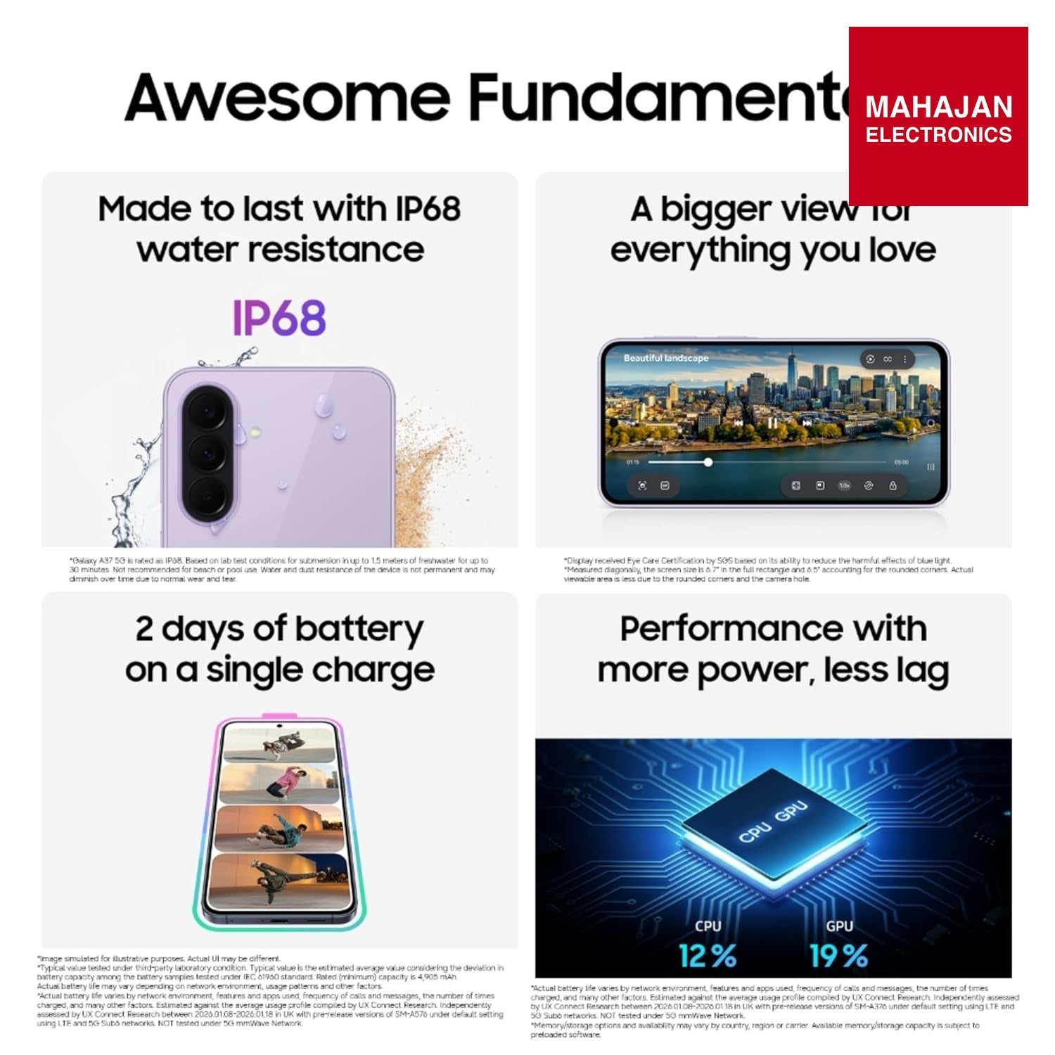 Samsung Galaxy A37 5G (Awesome Lavender, 12GB RAM, 256GB Storage), Agentic AI, Triple Camera with – Mahajan Electronics Online.