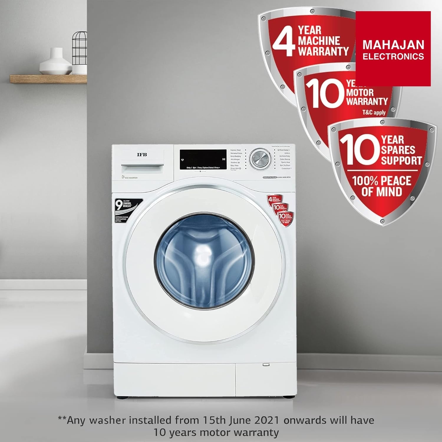 IFB EXECUTIVE PLUS VX ID 8.5 kg 5 Star Fully-Automatic Front Loading Washing Machine (Eco Inverter White, In-Built Heater, 4D Wash technology) Mahajan Electronics Online