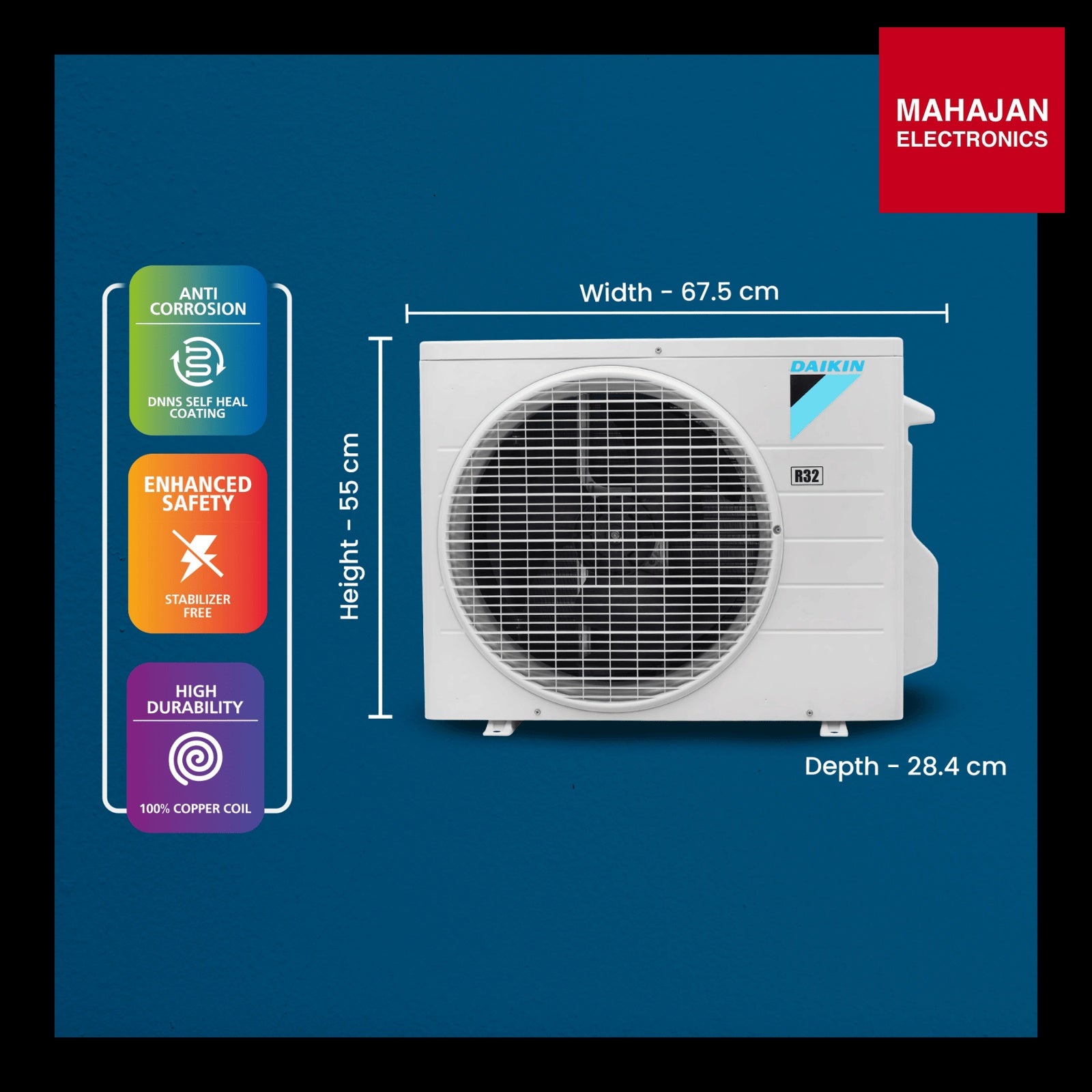 Daikin FTQ50XV16UCB 2026 Series 1.5 Ton 2 Star Fixed Speed Split AC with Power Chill, PM2.5 Filter Copper – Mahajan Electronics Online.