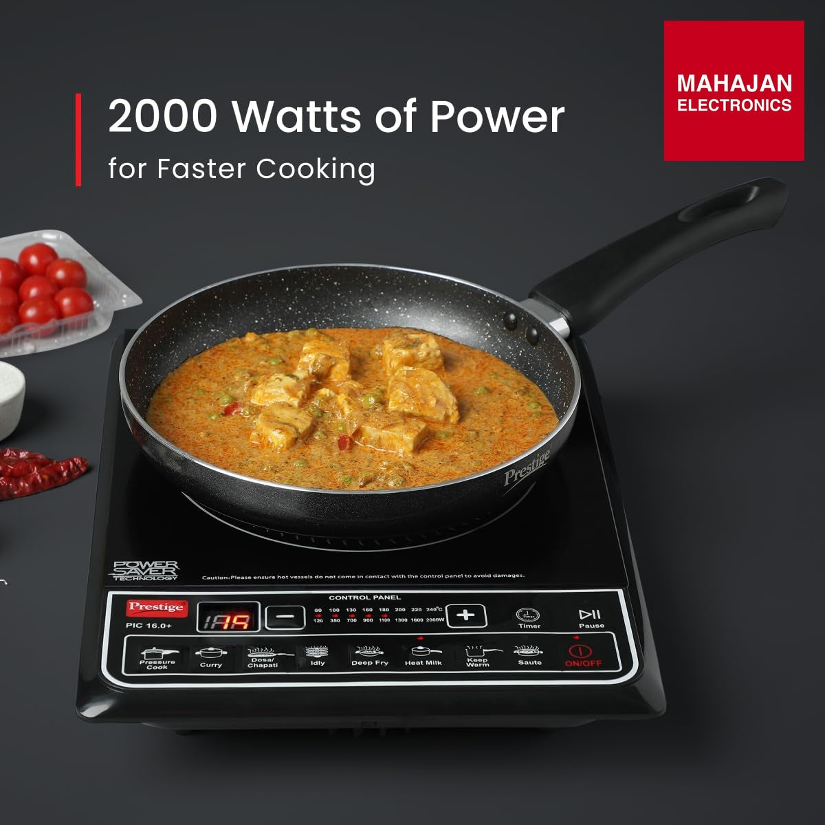 Prestige PIC 16.0 Plus 2000 Watts Induction Cooktop | 4KV Surge Protection | 8 Preset Indian Menu Option with – Mahajan Electronics Online.